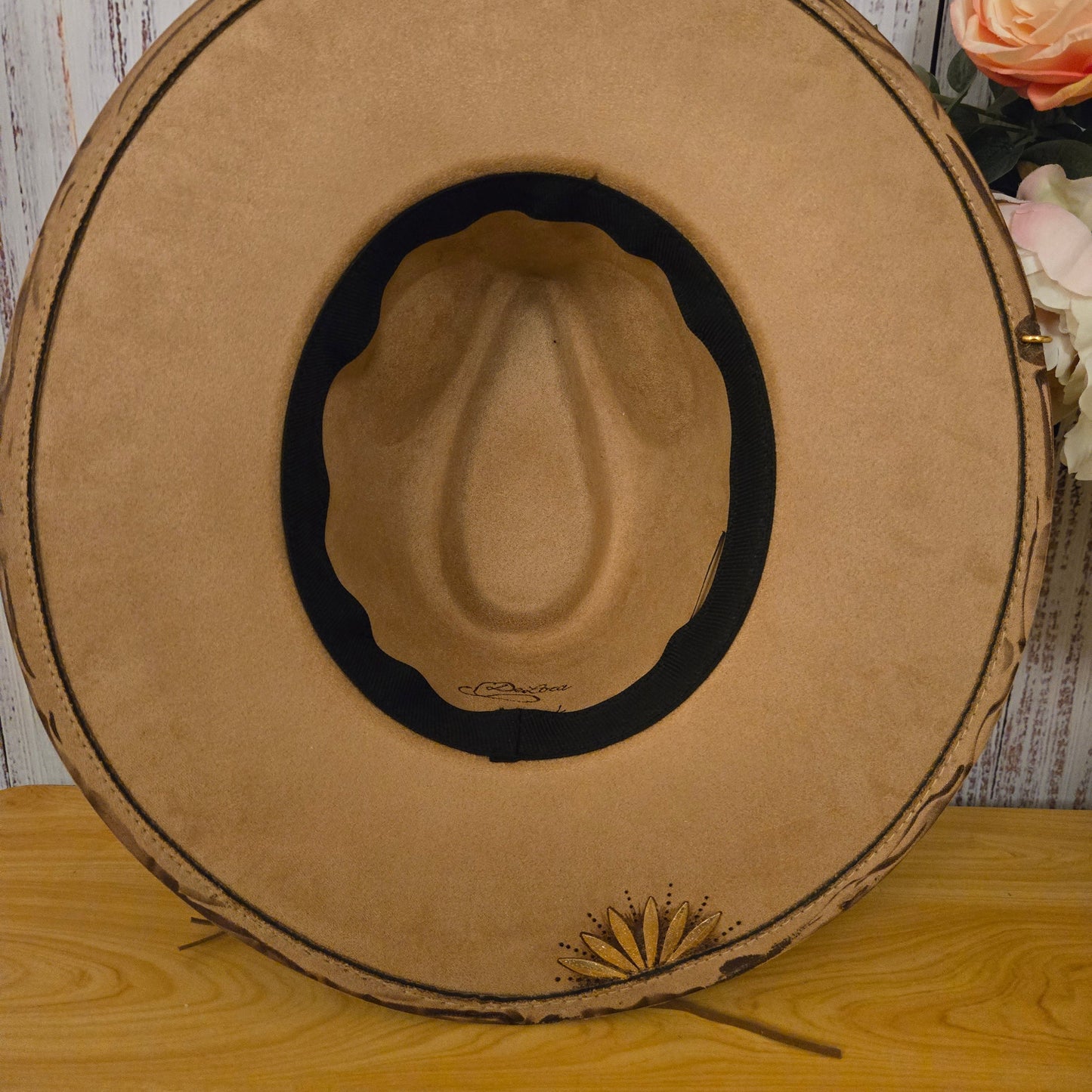 Light Tan Vegan Suede Jewelled Fedora "Desert Nomad"