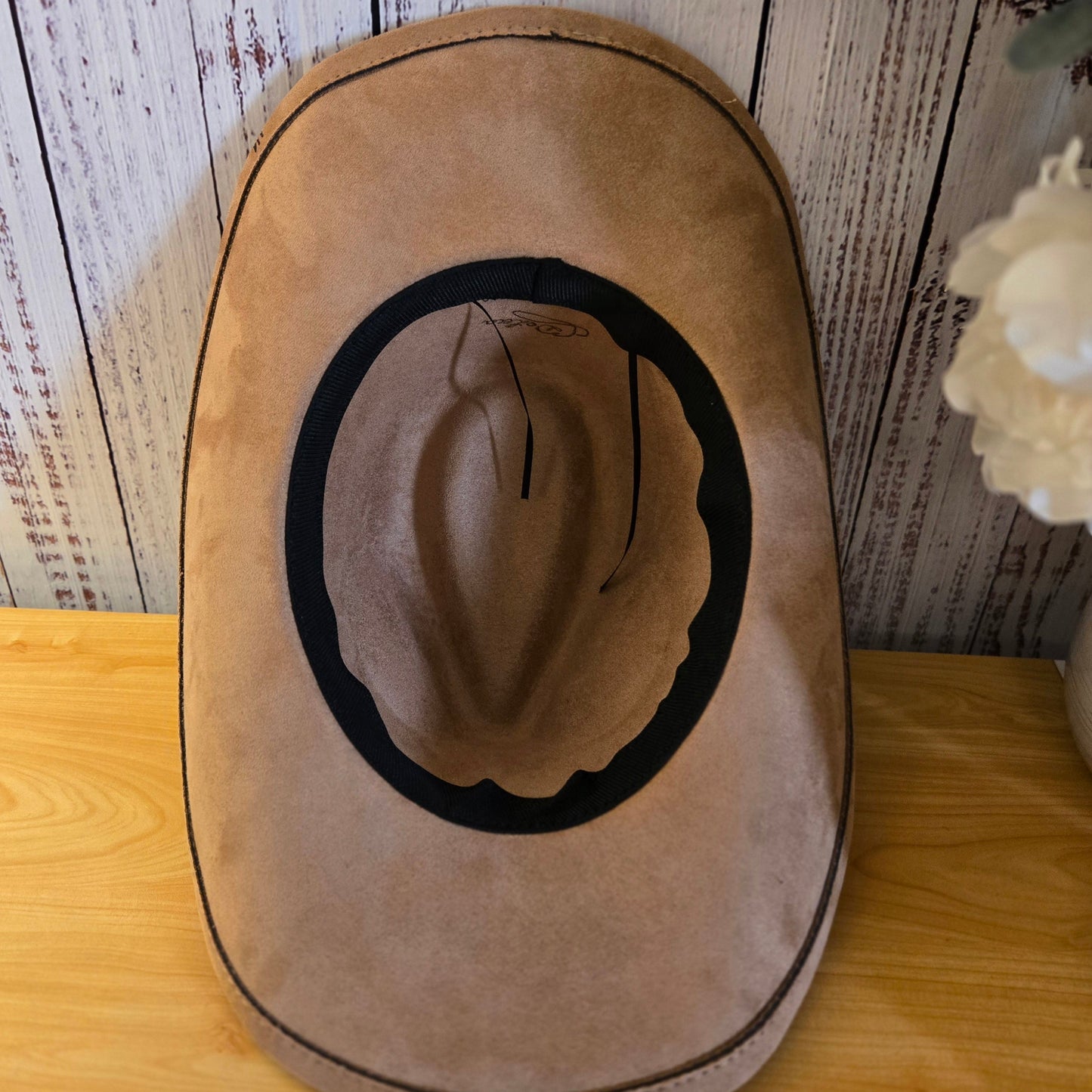Hand Burned Western Hat – Tan Vegan Suede - "Wild West"