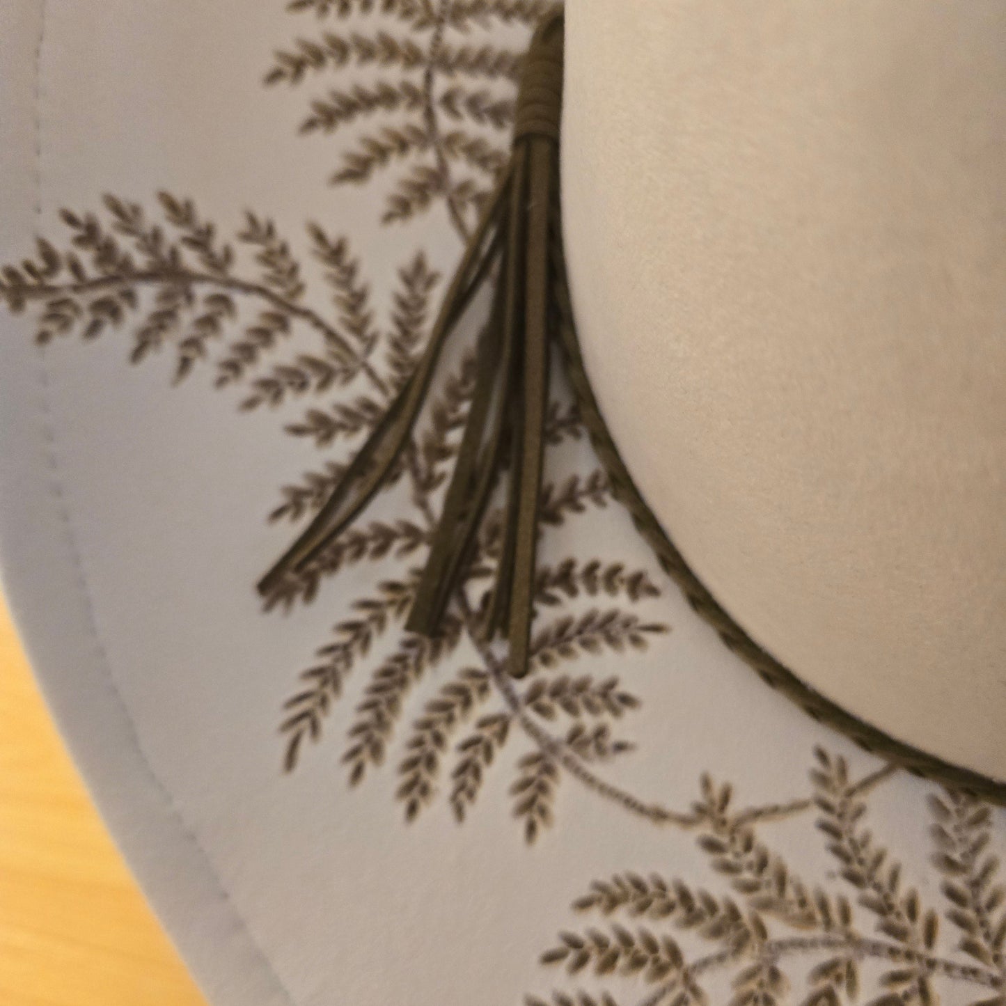 White Hand Burned Fedora - Curved Western Brim  "Fresh Ferns"