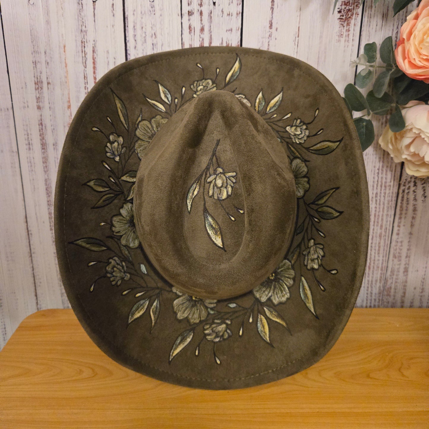 Olive Green Vegan Suede Fedora "Abundance"