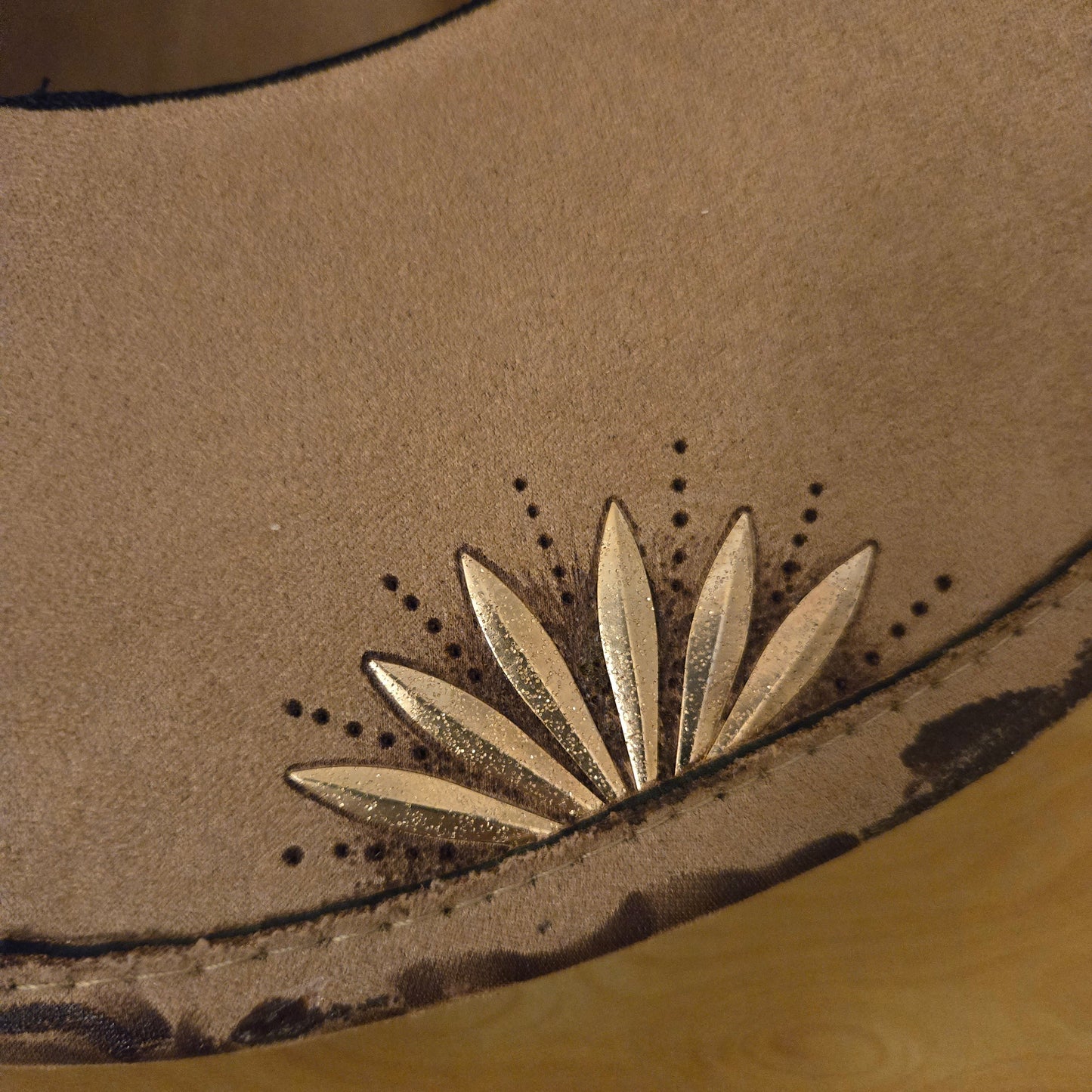 Light Tan Vegan Suede Jewelled Fedora "Desert Nomad"