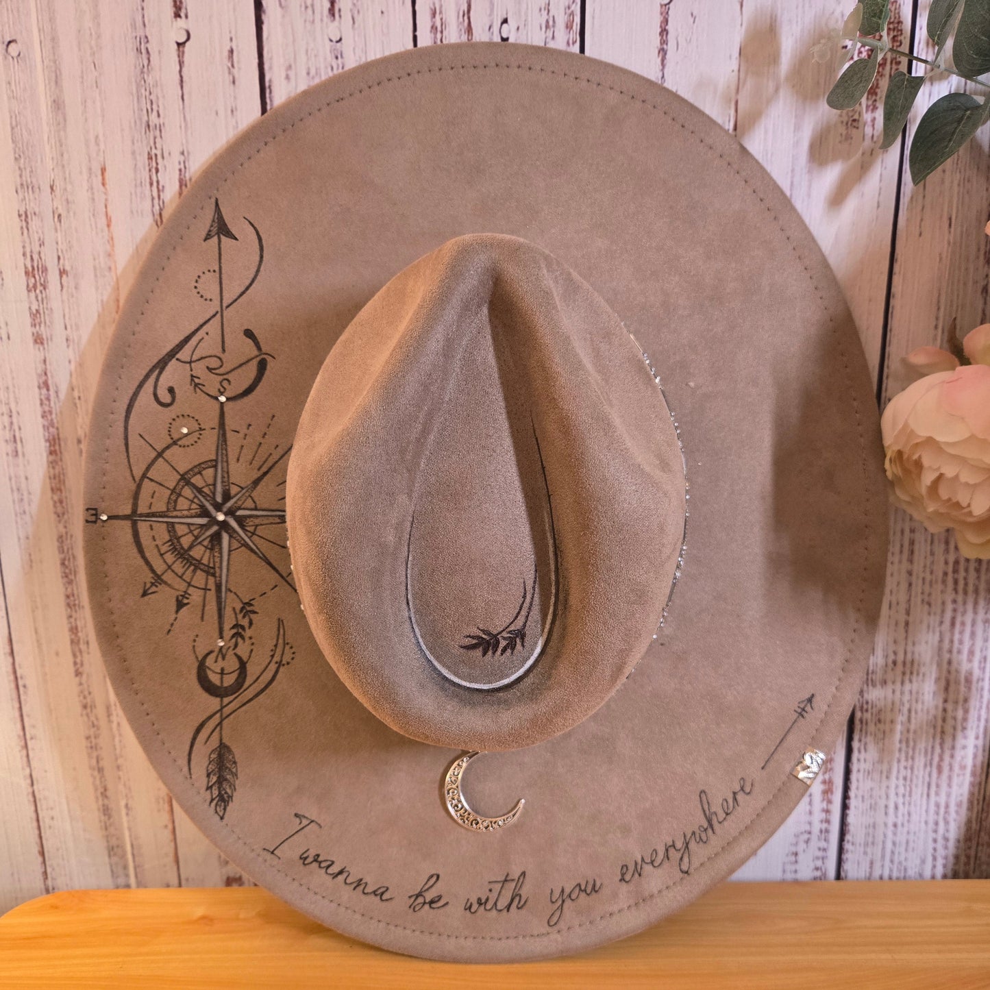 Hand Burned Fedora Hat – Grey Vegan Suede - 'Everwyhere'