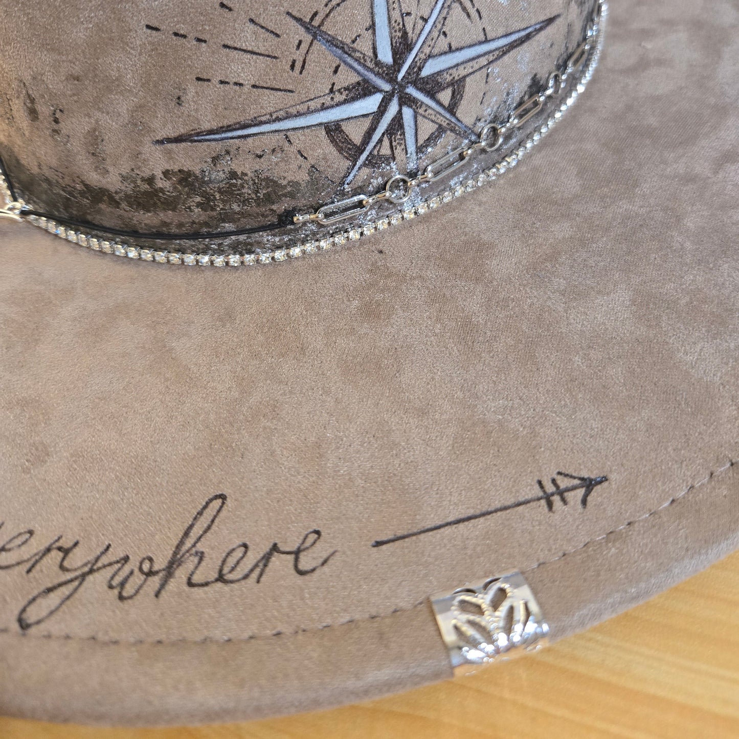 Hand Burned Fedora Hat – Grey Vegan Suede - 'Everwyhere'