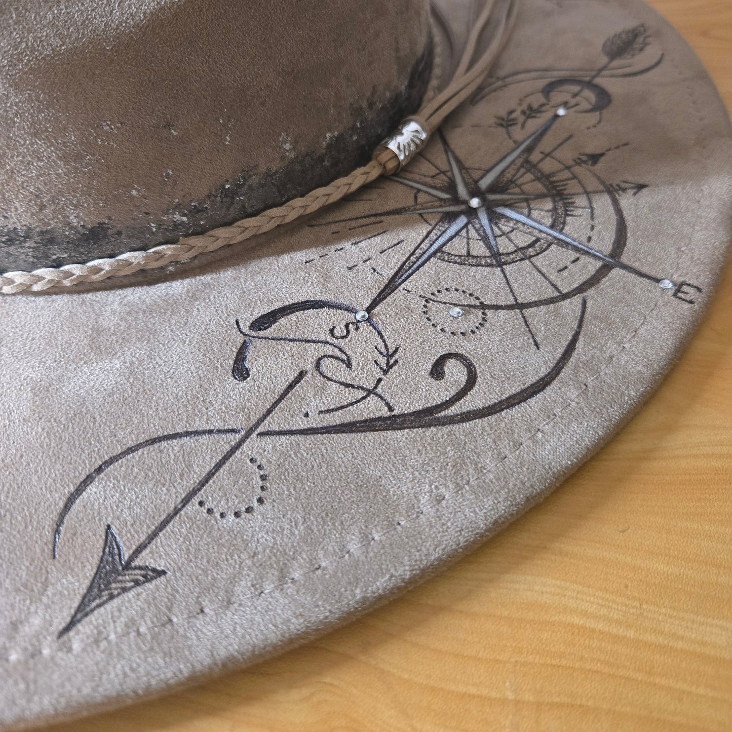 Hand Burned Fedora Hat – Grey Vegan Suede - 'Everwyhere'