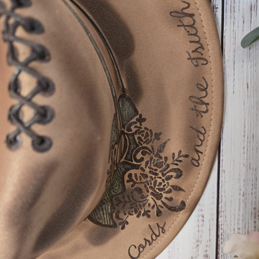 'Harlan's Three Cords and The Truth' - Hand-burned Vegan Suede Western Hat