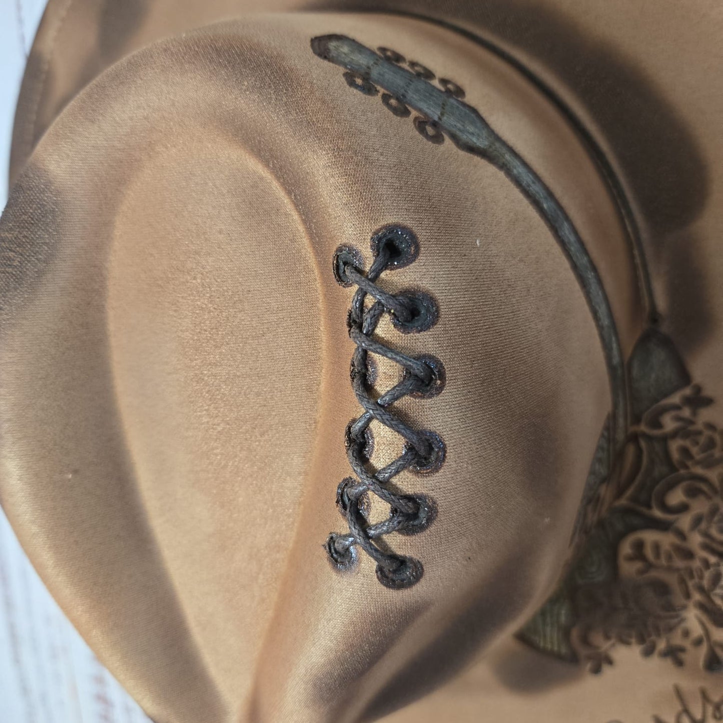 'Harlan's Three Cords and The Truth' - Hand-burned Vegan Suede Western Hat