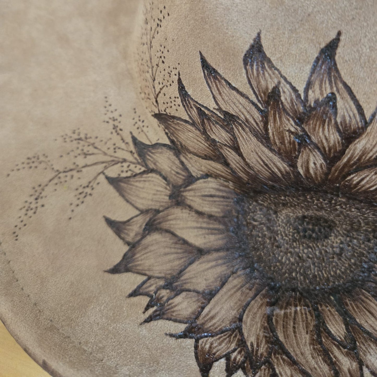 Tan Vegan Suede Western Hat 'Deep Burn Sunflower'