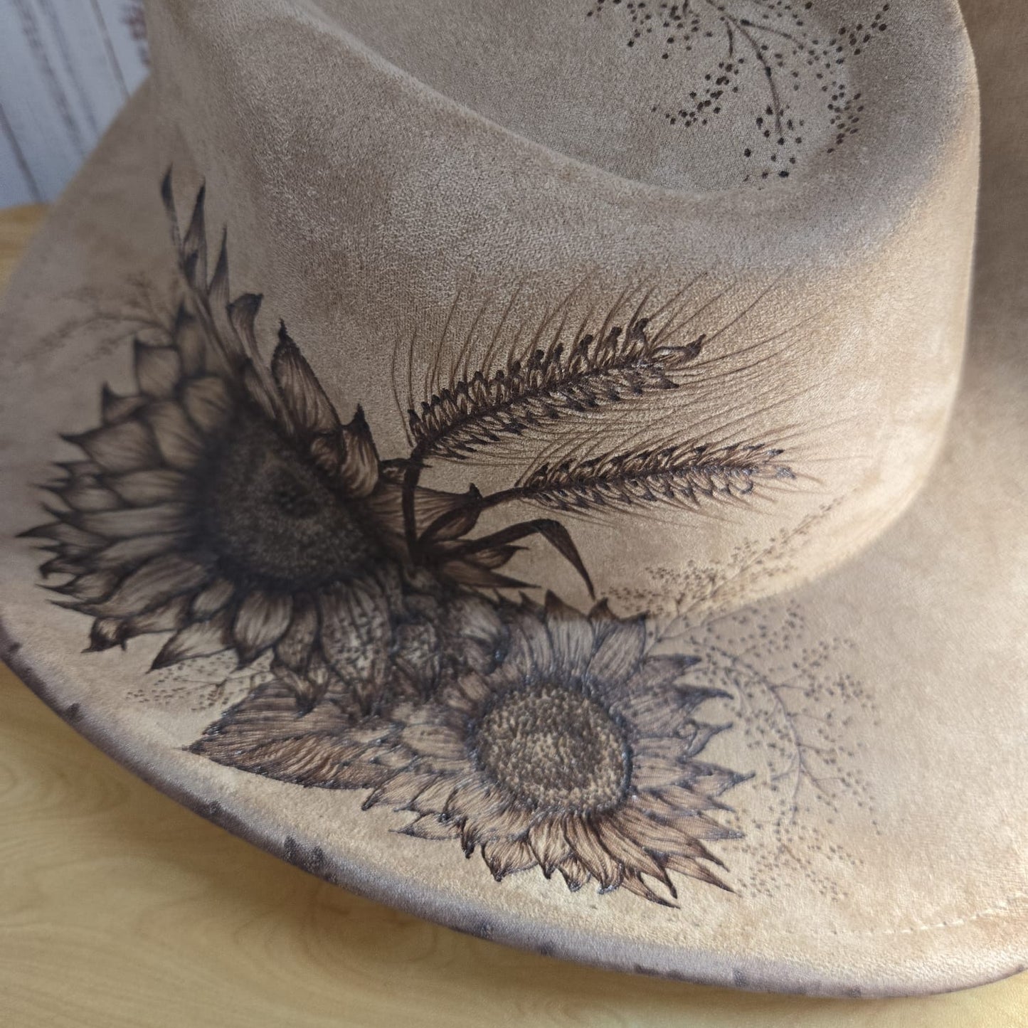 Tan Vegan Suede Western Hat 'Deep Burn Sunflower'